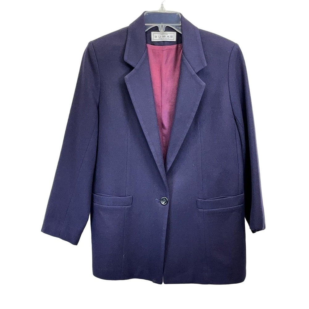 Vintage Dumas Petite Women's Purple‎ Wool Blend Single Button Blazer 4 Petite